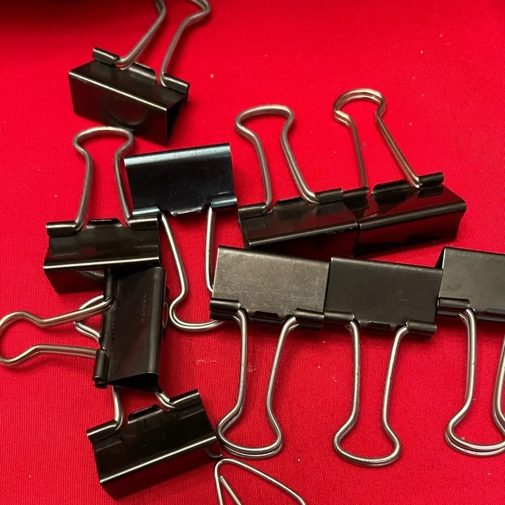 Black Binder Clips Set, 25 mini, 10 medium clamps